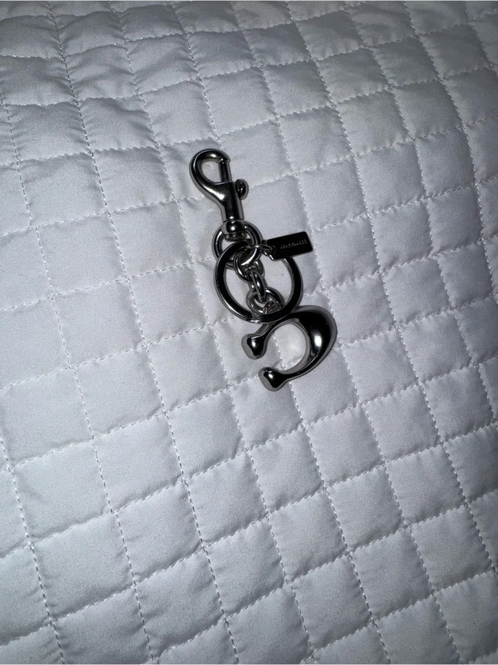 Coach Silver-Tone Sculpted 'C' Keychain bag charm - Picture 3 of 6